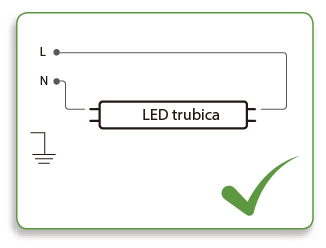 schéma zapojenia LED trubice