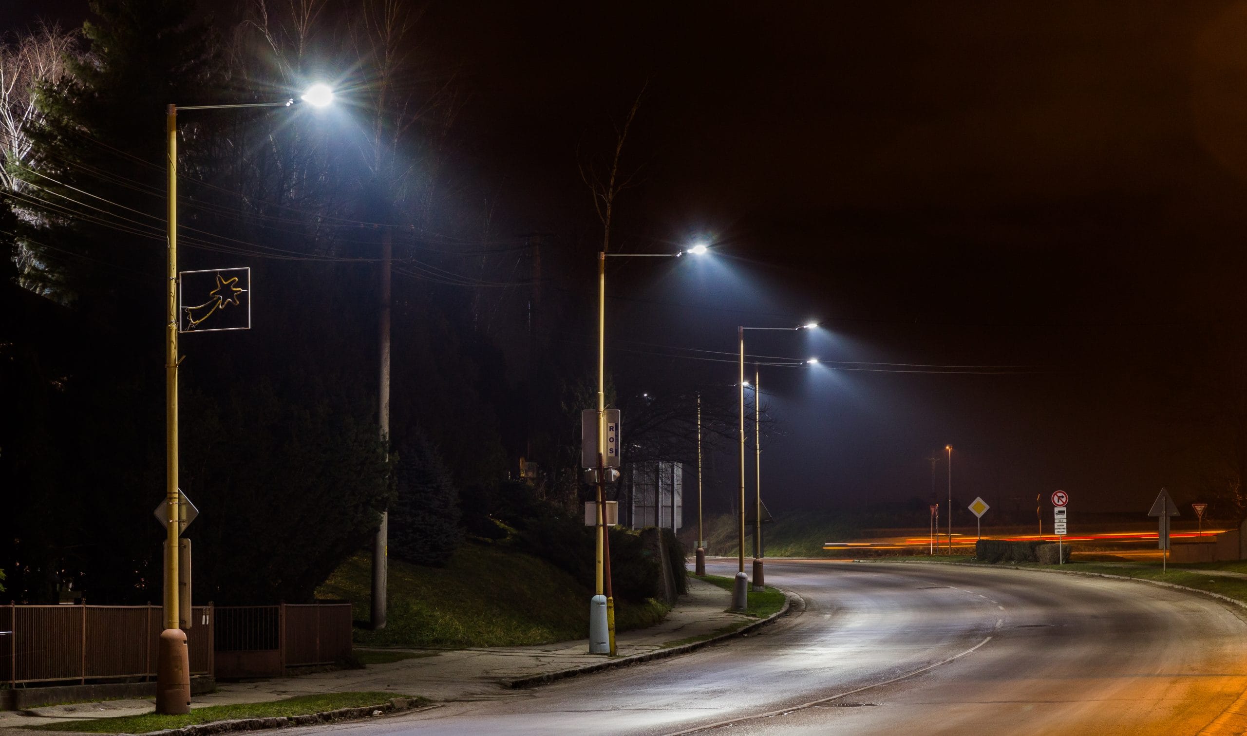 Night street in Trenčianska Teplá